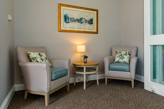 Market Lavington Care Home - Blue and purple arm chairs