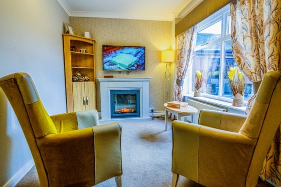 Greenfield Park Care Home - Television green seating