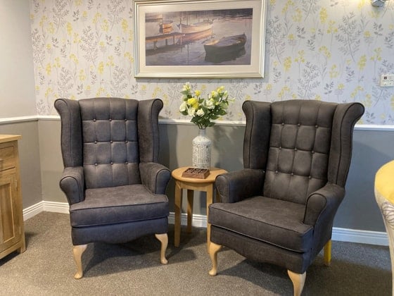 Ashington Grange Care Home - two dark sitting chairs