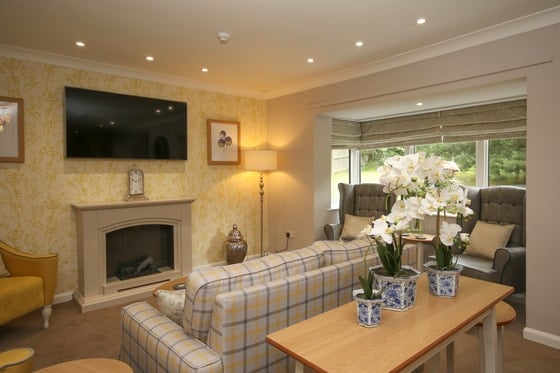Himley Mill Care Home - Himley Mill Care Home living area sofa fireplace