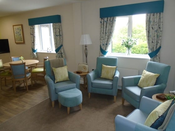 Trafalgar Park Care Home - Blue chairs and curtains