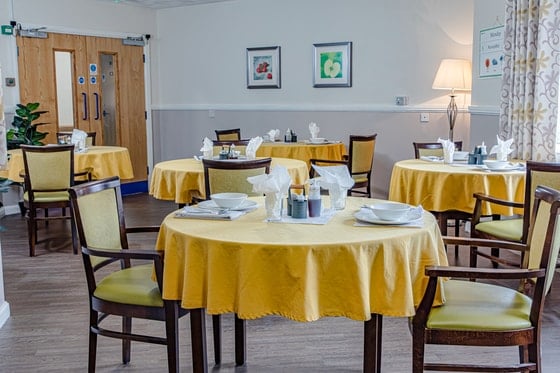 Aberpennar Court Care Home - Yellow clothed dining areas