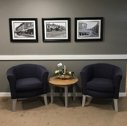 Victoria House Care Home - 2 Blue arm chairs