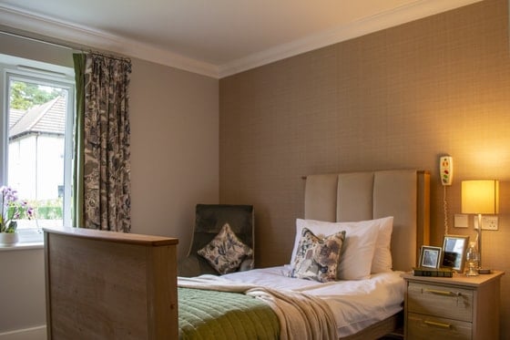 Charters Court Care Home - Single bed in room