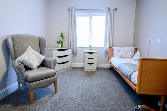 Darnley Court Care Home - Single bed and chair