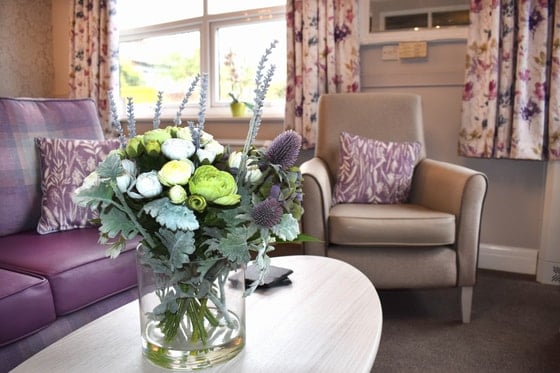 Leighton Court Care Home - Flowers and purple chair