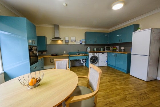 Greenfield Park Care Home - Blue cabinets communal kitchen