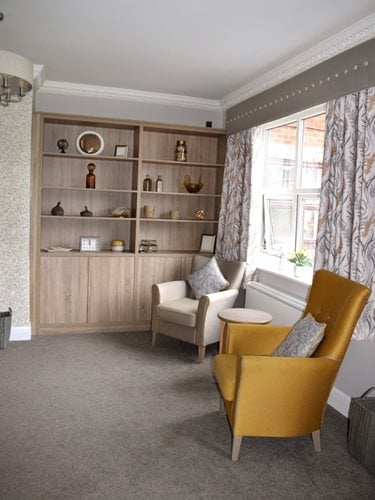 Leighton Court Care Home - Orange and gray chairs